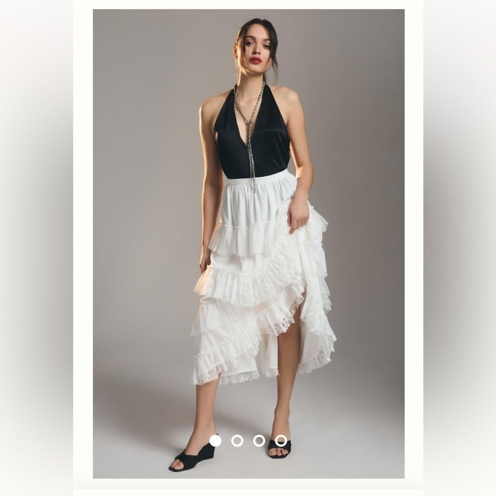 Forever That Girl Tiered Skirt White by Anthropologie